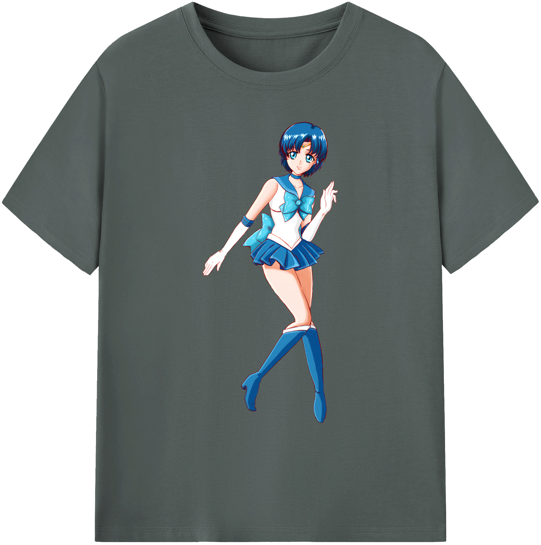 （画像用） 美少女戦士セーラームーン 水野 亜美 みずの あみ Sailor Moon Mizuno Ami 綿100％ メンズ半袖Tシャツ｜肌触りやわらか＆通気性